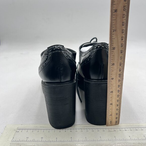 FSJ Black/White Closed Toe Platform Pumps Lace Up Vintage Chunky High Heel Shoes - Picture 4 of 7